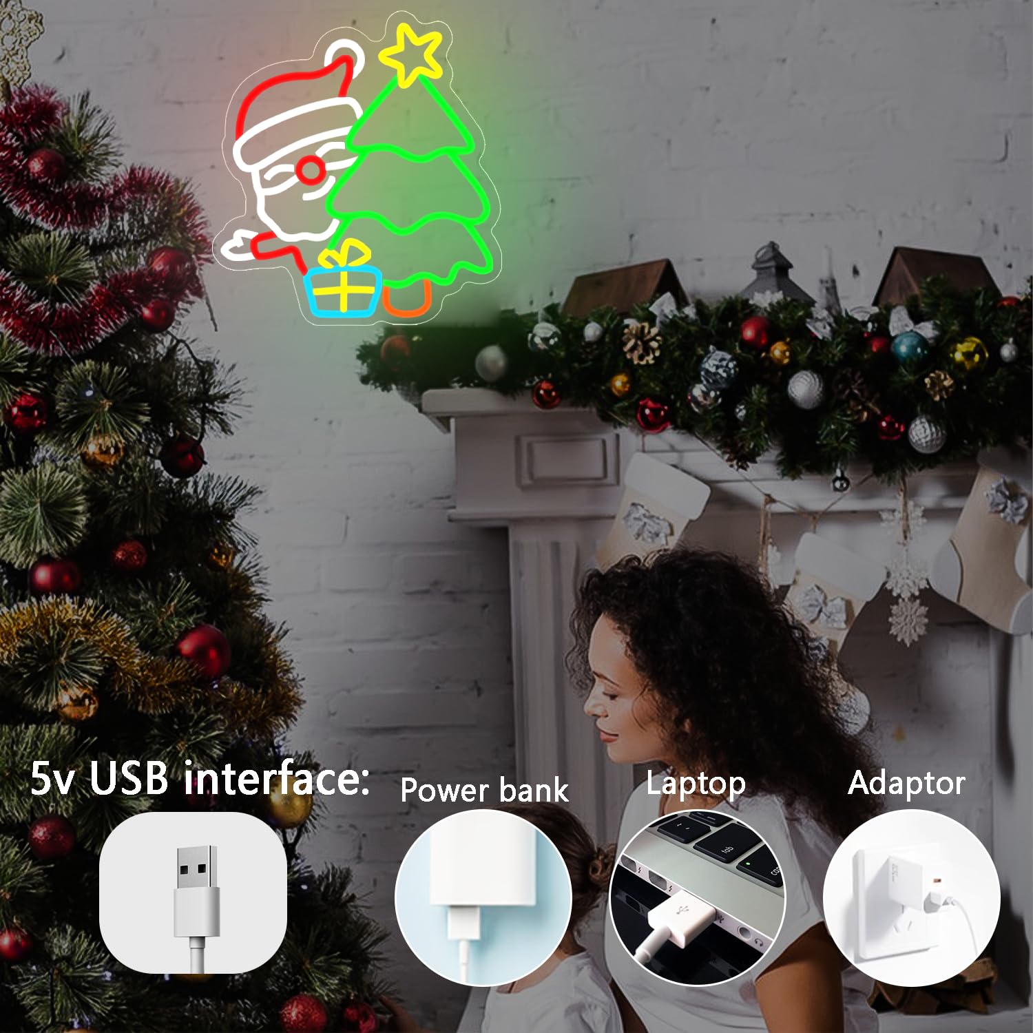 Insegna al neon di Babbo Natal - Wall Decor Lighting Tree recensione e prezzo